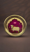 Pichwai Cow Digital Printed Brass Decorative Plate