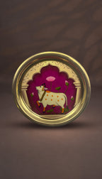 Pichwai Cow Digital Printed Brass Decorative Plate
