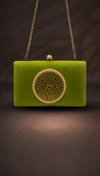 Handcrafted Embroidered Velvet Box Clutch