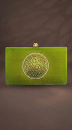 Handcrafted Embroidered Velvet Box Clutch
