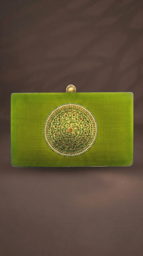 Handcrafted Embroidered Velvet Box Clutch